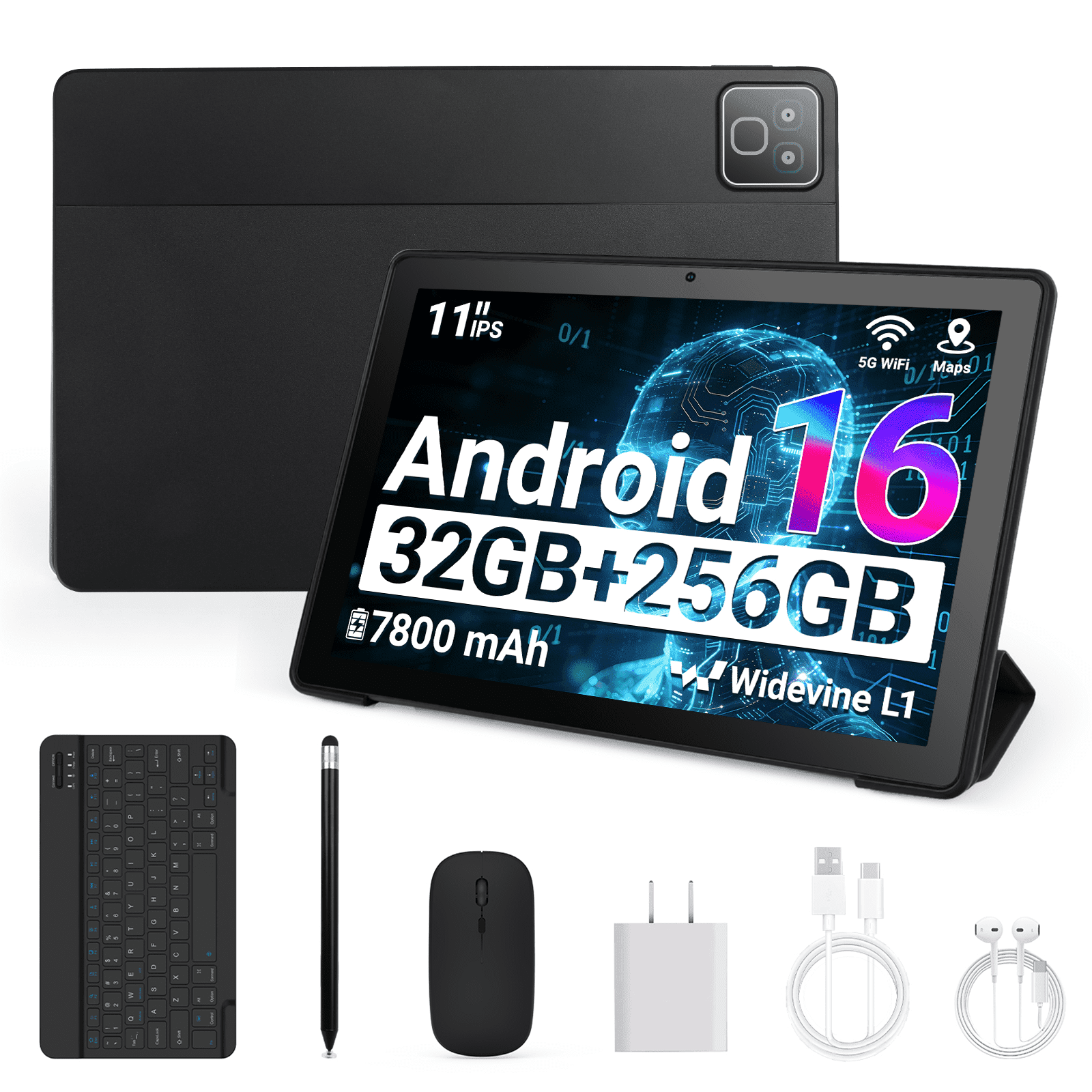 Android 16 11 Inch Tablet with Keyboard Set, 32GB+256GB+1TB Expand, 78 ...